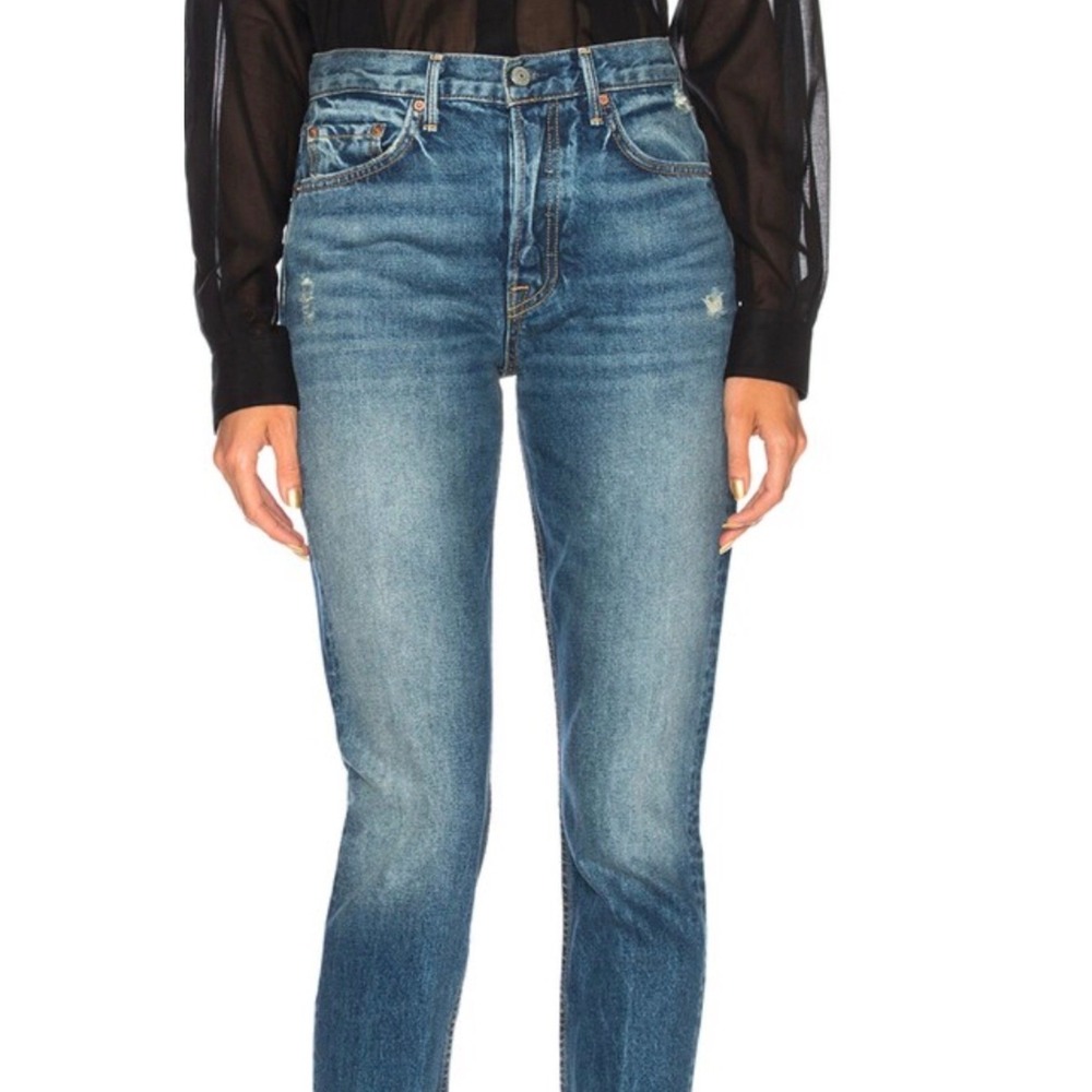 GRLFRND Karolina Jeans‎ Women 27 Blue High Rise Skinny Distressed Cotton Raw Hem